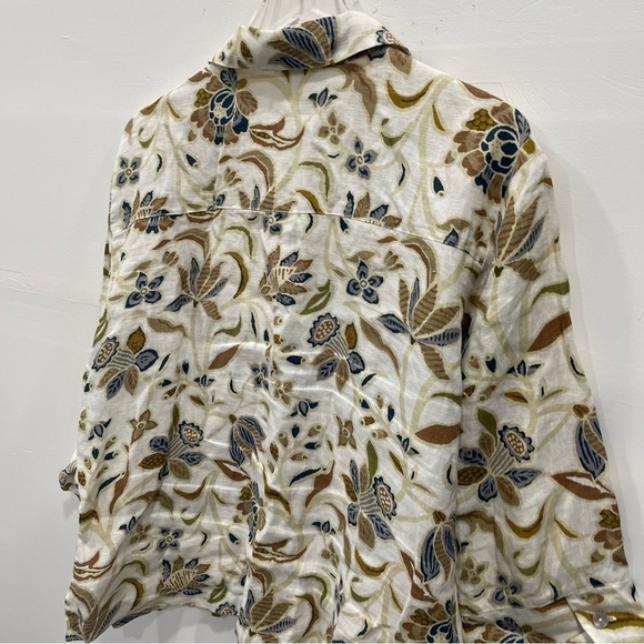 Habitat Linen Leaf Printed Lightweight Jacket Button Down Medium *flawed* - Picture 4 of 10